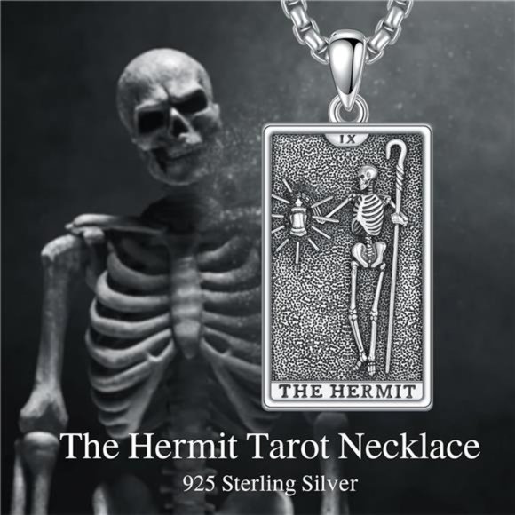 Tarot Card Necklace 925 Sterling Silver Skeleton Necklace The Sun Moon - Picture 2 of 6